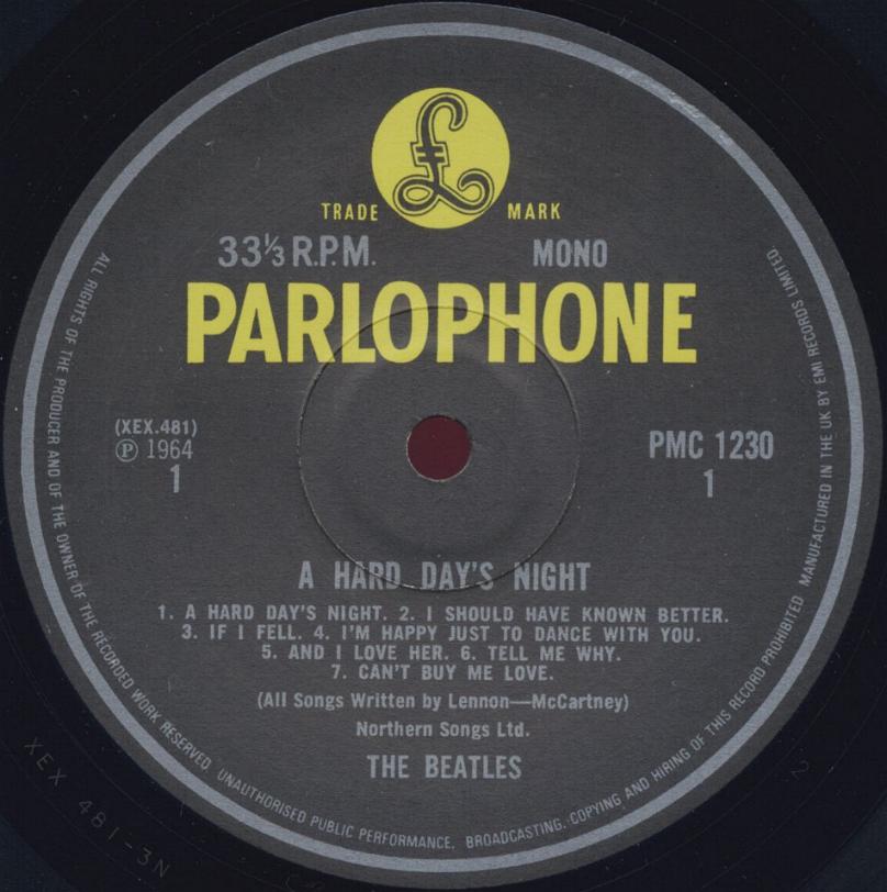 The Beatles Collection » A Hard Day's Night, Parlophone, PMC 1230.