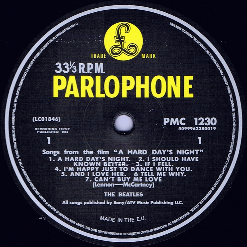 The Beatles Collection » A Hard Day's Night, Parlophone, PMC 1230.